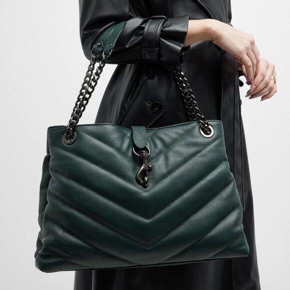 NWT Rebecca Minkoff Edie MAXI LARGE Leather Shoulder Tote Caramello AUTHENTIC - Picture 9 of 11